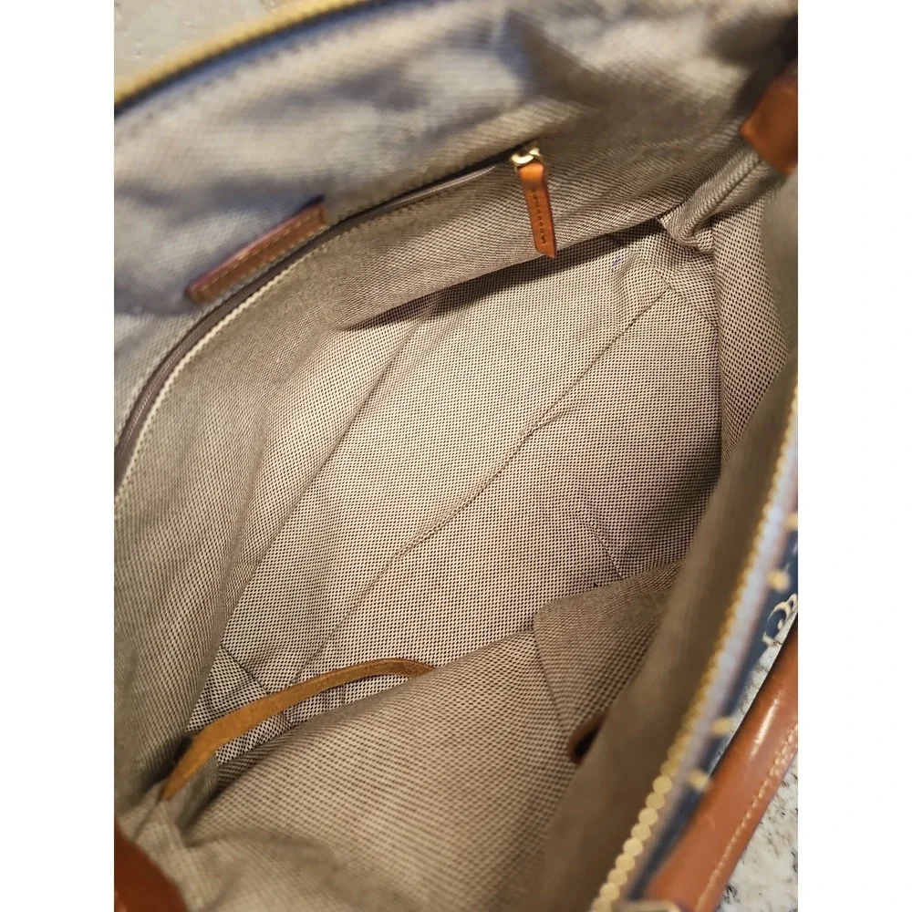 Dooney & Bourke Shadow Satchel Medium Monogram Blue Brown Florentine